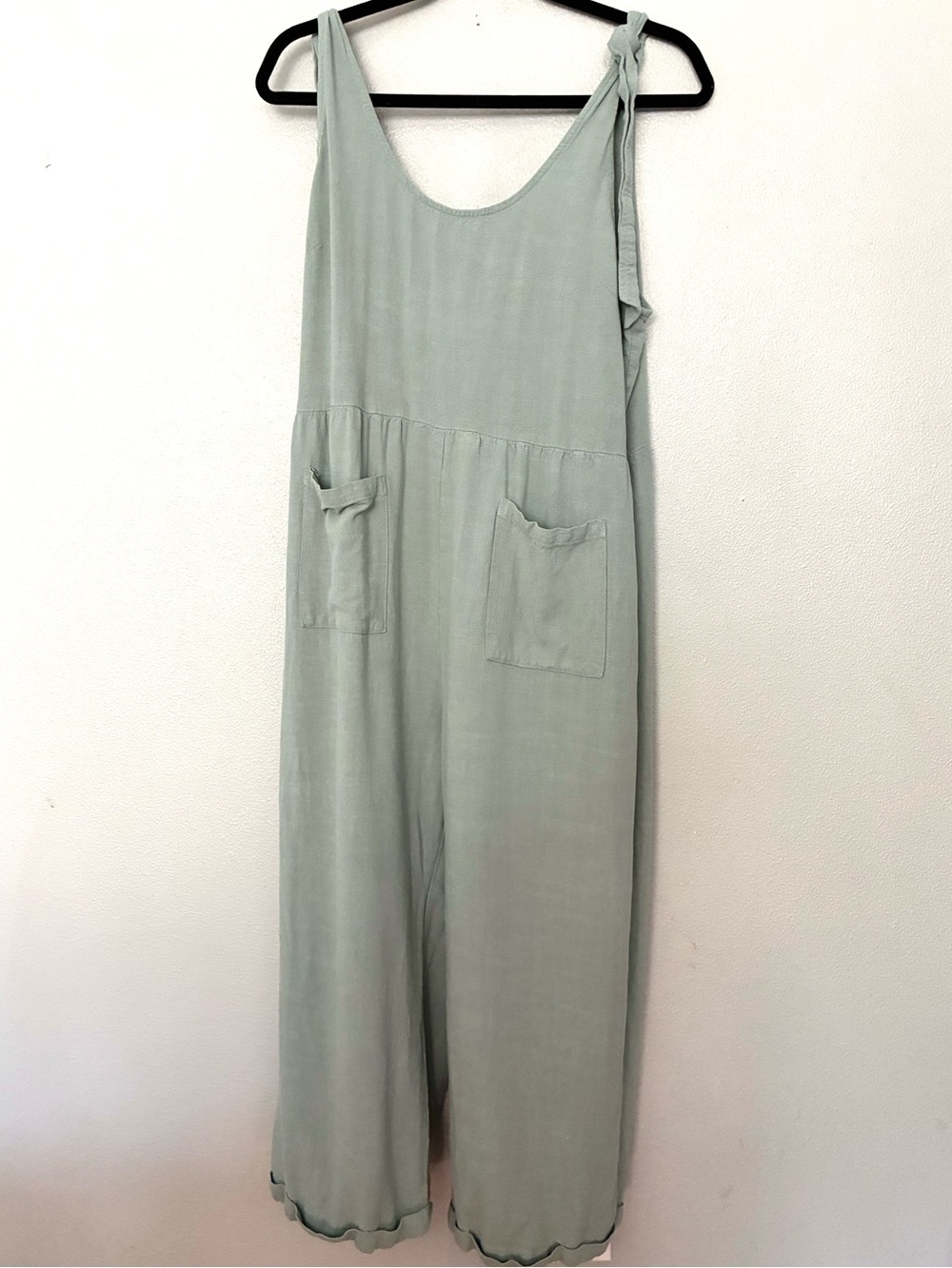 Zesica Sage Green Linen Blend Jumpsuit Romper Women’s M Wide Leg